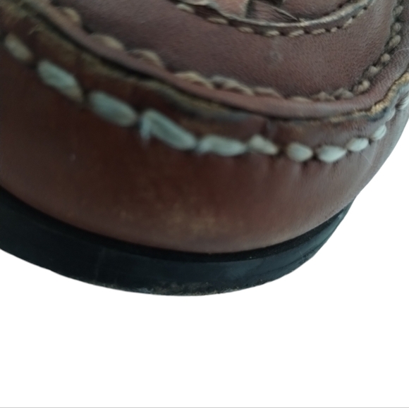 French Shriner Brown Leather Basket Weave Loafers Mens 10½ Business Casual Dress - Picture 6 of 10